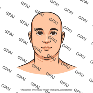 Adult male head anterior hairless eyes open