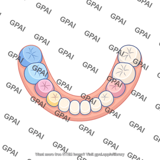 Dentition primary lower color coded schematic