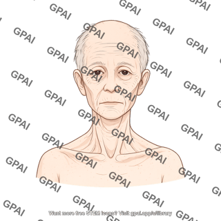Elderly head gender neutral underweight anterior