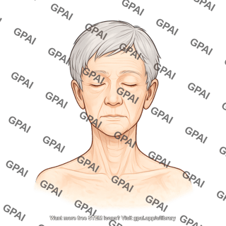 Elderly head gender neutral anterior eyes closed 872