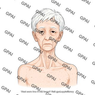 Elderly adult head 3 gender neutral underweight anterior