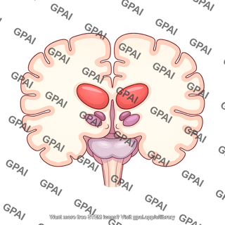 Brain coronal cut at thalamus subthalamic nucleus