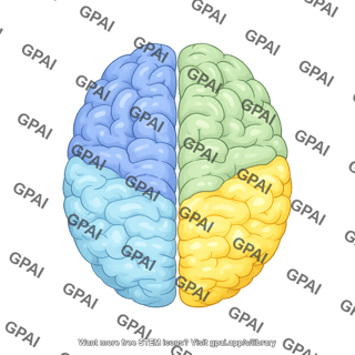 Brain superior view all lobes