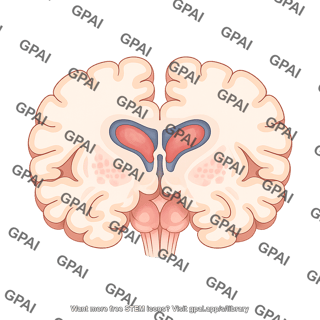 Brain coronal cut at thalamus superior temporal gyrus