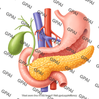Pancreas with stomach gallbladder duodenum and vessels 709