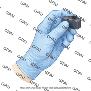 Hand gloved with pam device 78