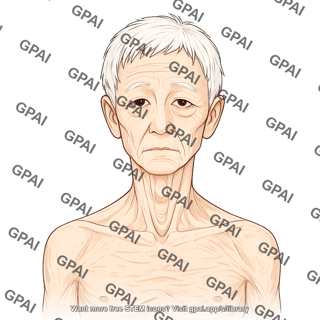 Elderly adult 2 head male underweight anterior 974