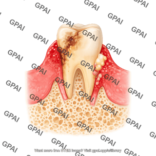 Tooth premolar woven bone with gums diseased