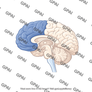 Brain sagittal cut frontal lobe