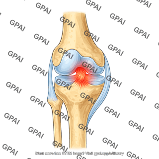 Knee joint with anterior tendons inflamed acl
