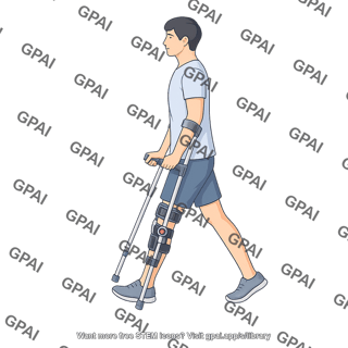 Adult male lateral with crutches