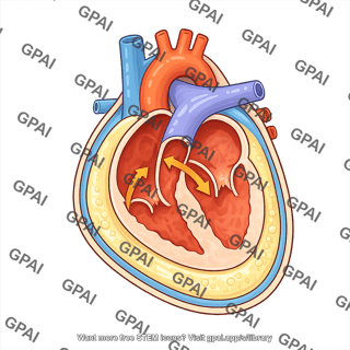 Heart pericardium cross section with tamponade
