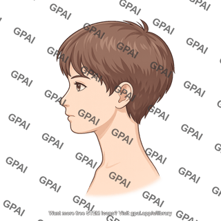 Adolescent gender neutral head lateral eyes open