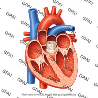 Heart cross section with tavr