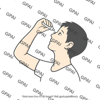 Adult using eye drops gender neutral lateral silhouette