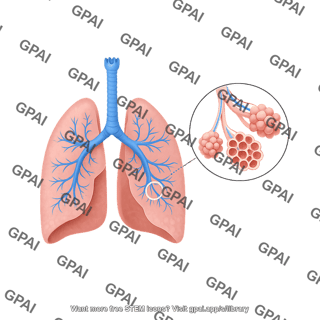 Lungs human with alveoli callout