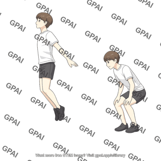 Adult jumping gender neutral underweighting and landing phase