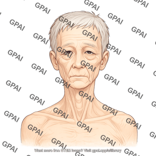 Elderly adult 3 head male underweight anterior 43