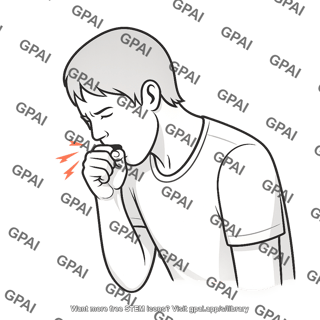 Coughing adult covering mouth