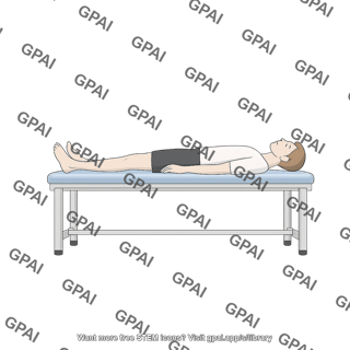 Adult gender neutral lying on exam table supine