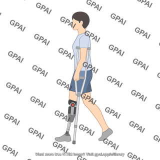 Adult female lateral with crutches