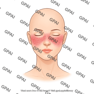 Malar rash female head