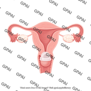Female reproductive system human cross section with cervical cap