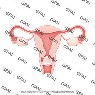 Female reproductive system human cross section with diaphragm