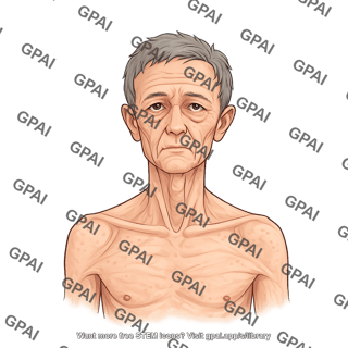 Elderly adult 2 head male underweight anterior