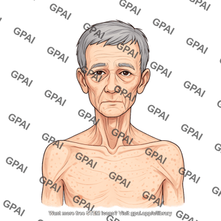 Elderly adult head male underweight anterior