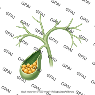 Gallbladder with biliary tree with gallstones