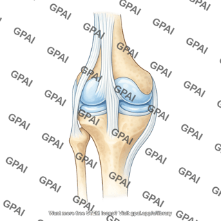 Knee joint with anterior tendons