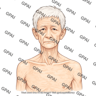Elderly adult 5 head male underweight anterior 628