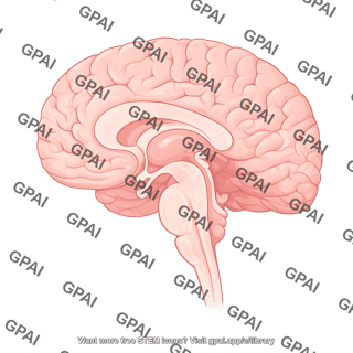 Brain sagittal cut cerebellum removed 440