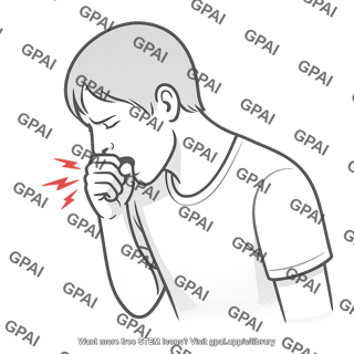 Coughing adult covering mouth 264