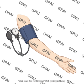 Blood pressure cuff on human arm