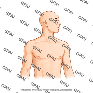 Adult male upper body anterior lateral head hairless