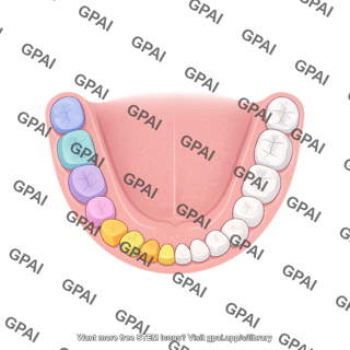 Dentition permanent lower color coded