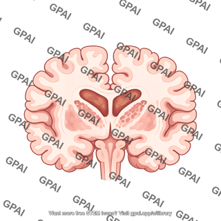 Brain coronal cut at thalamus cingulate gyrus