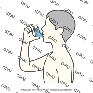 Adult using inhaler gender neutral lateral silhouette 848
