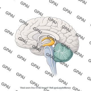 Brain sagittal cut brainstem cerebellum hippocampus
