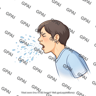 Sneezing adult with spray