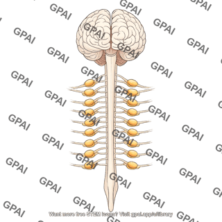 Anterior spinal cord with brain with dorsal root ganglia