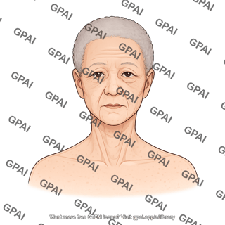 Elderly adult 3 head gender neutral anterior