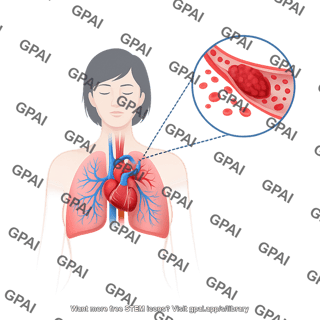 Heart and lungs pulmonary embolism human female