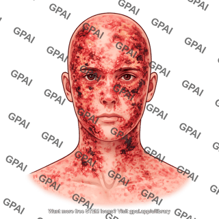 Burn wounds on adult male head anterior
