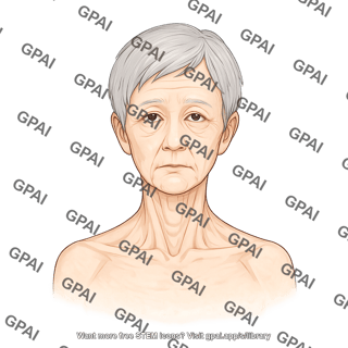 Elderly adult head 1 gender neutral underweight anterior 831