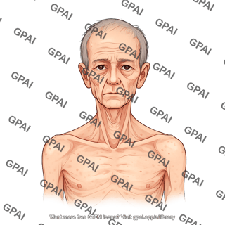 Elderly adult 4 head male underweight anterior