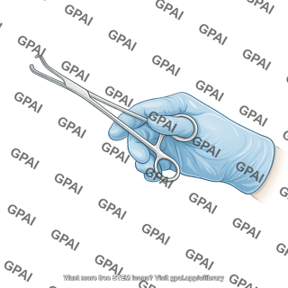 Hand gloved holding open forceps
