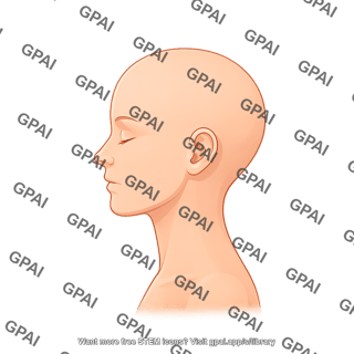 Adult head gender neutral lateral hairless